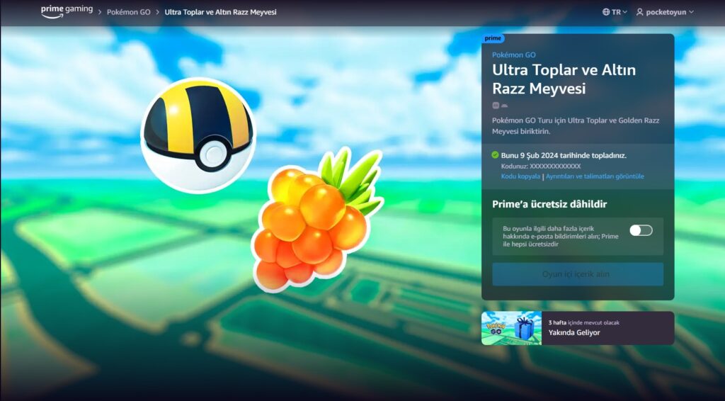 Pokemon GO Amazon Prime Promosyon Kodu